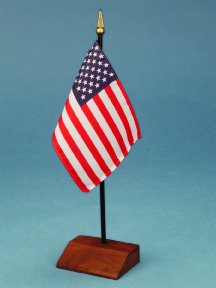American Desk Flags, high quality with walnut base