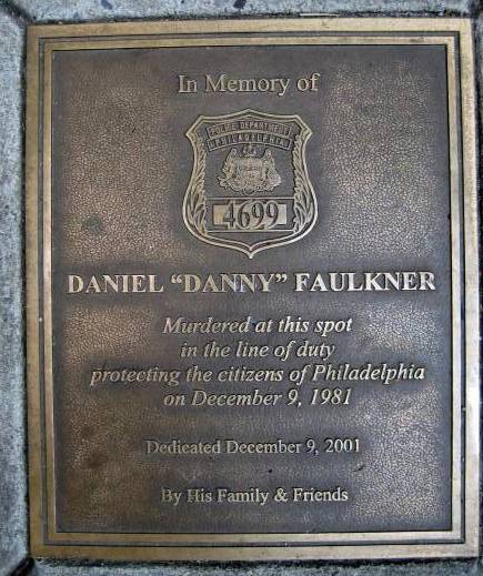 Danny Faulkner sidewalk memorial plaque