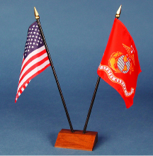 American Desk Flags, high quality with walnut base