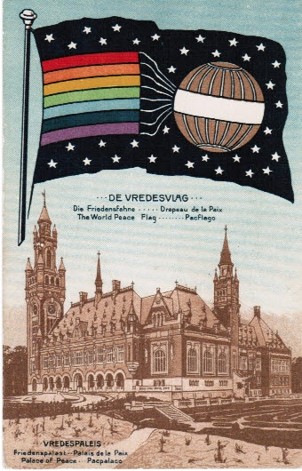World Peace Flag over the Hague post card